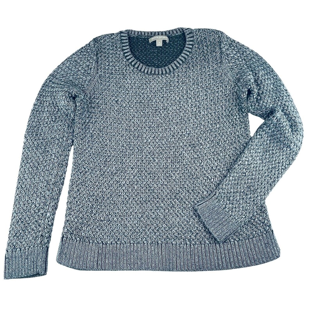 Banana Republic Sweater Womens Medium Grey Herringbone Long Sleeve Casual